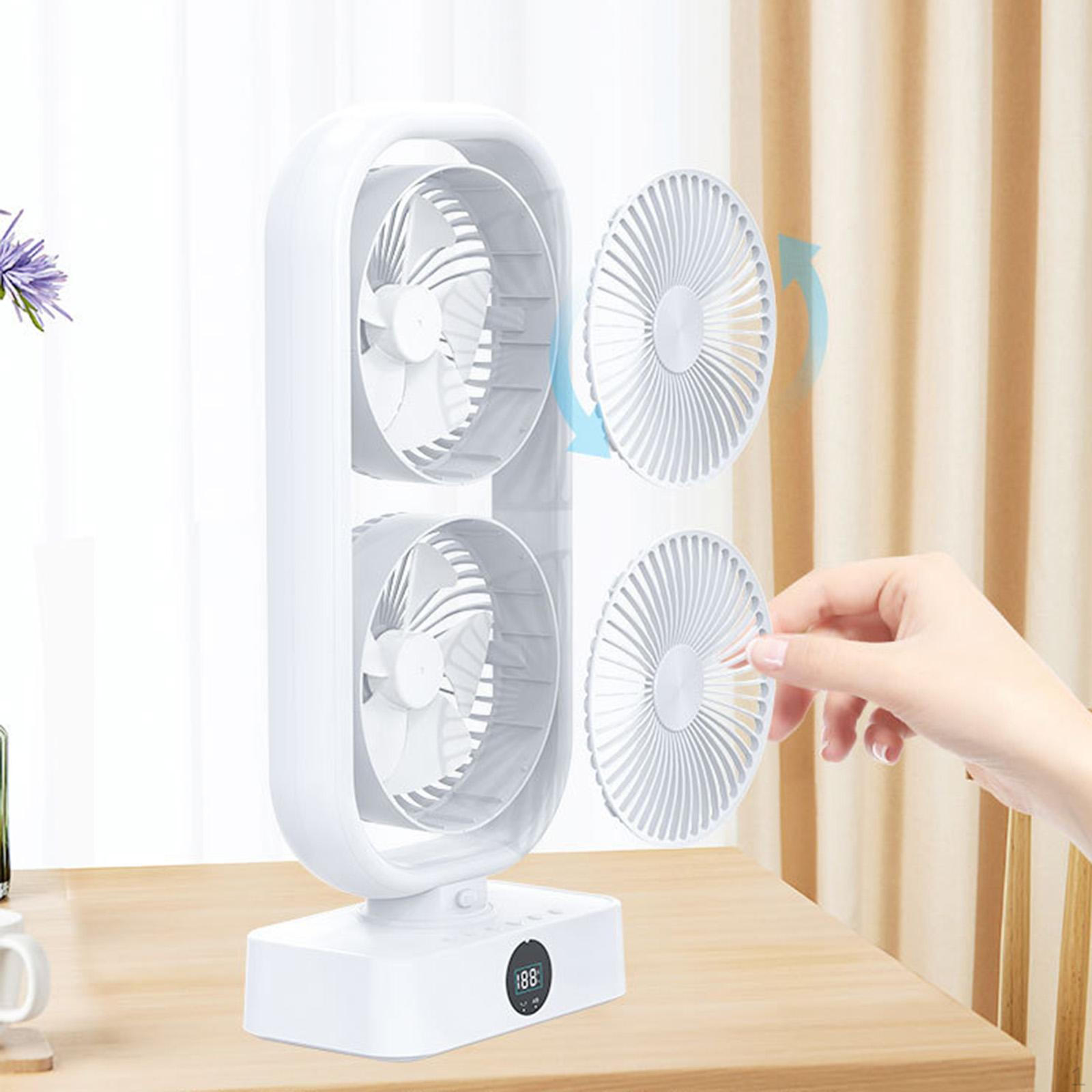 

Настольный вентилятор с двойной головкой, 4 скорости, настройки USB, стол для домашнего офиса, спальни белый
