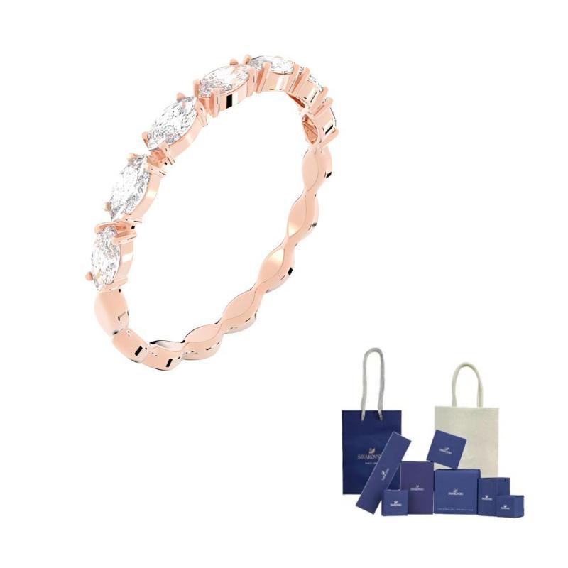 Swarovski Vittore Artificial Crystal Rings Womens Rose Gold Tone Plated