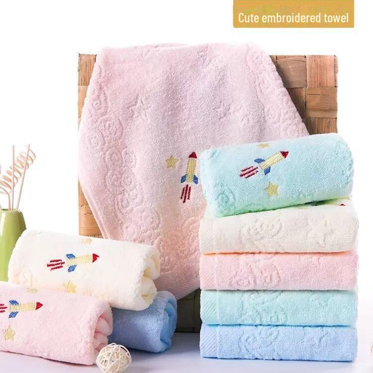 Jinhao Soft Pure Cotton Cartoon Towel for Kids – Medium, Skin-friendly, Water-absorbent, Perfect for Face Washing