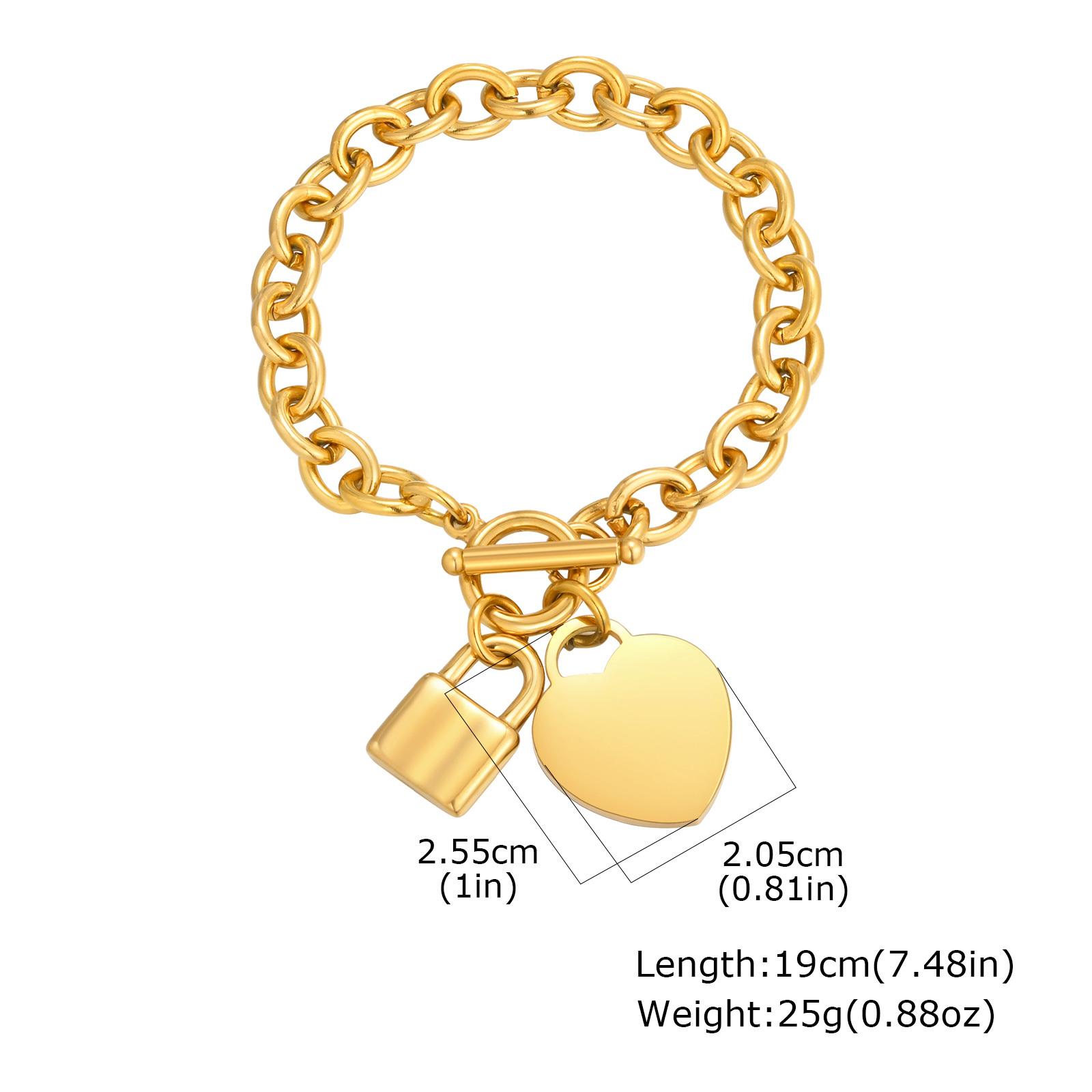 

Vnox Stainless Steel Love Pendent Bracelet Necklace Set For Women Heart And Lock Accessories Hand Neck Jewelry Gifts To Mom