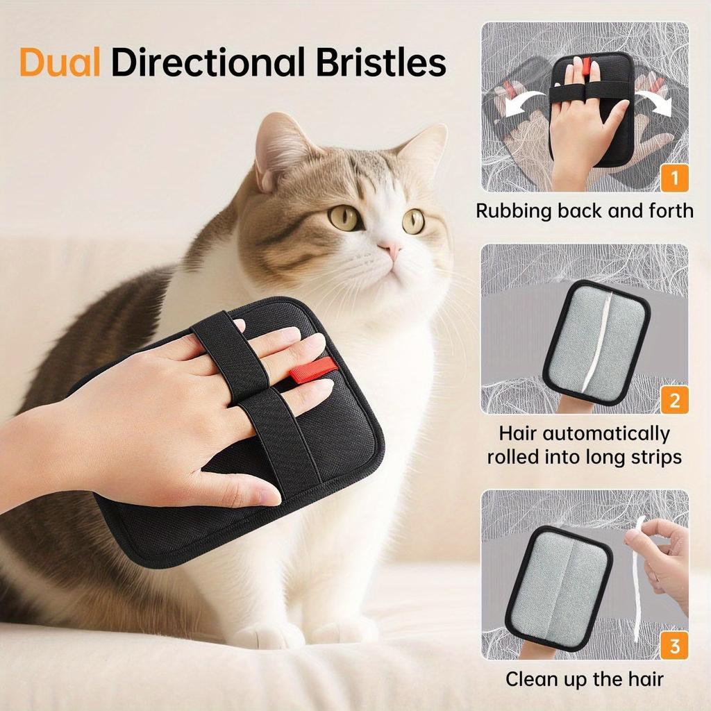 2Pcs Static Pet Hair Removal Gloves, Reusable Electrostatic Pet Cat Dog Hair Remover Grooming Gloves Brush Tool for Couch, Furniture, Carpet, Car Seat