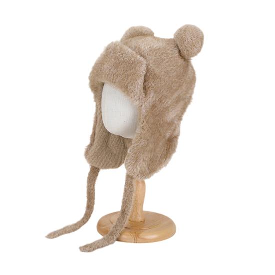 

Детская шапка с ветрозащитной веревкой, мультяшная форма медведя, мягкий плюшевый подклад, эластичная теплая шапка, зимний головной убор для мальчиков и девочек хаки