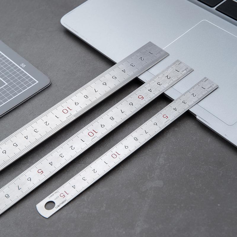 Deli Stainless Steel Straight Ruler - 15cm, 20cm, 30cm, Perfect for Drawing and Measuring