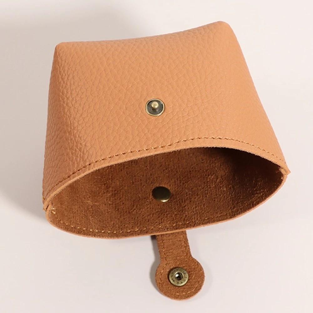 Portable Solid Color PU Leather Coin Purse Small Size Car Key Storage Small Earphone Bag Storage Organizer