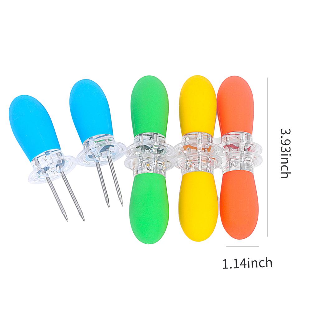 4PCS Barbecue Corn Needle Grilling Stainless Steel Corn Cob Holders Reusable BBQ Sweetcorn Holders