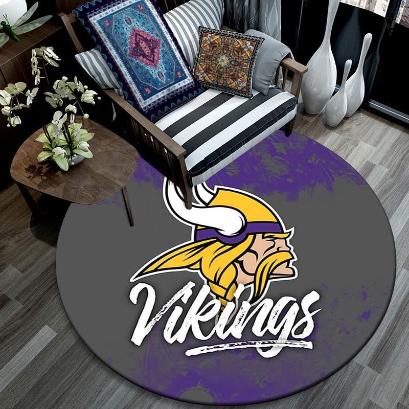 Minnesota Vikings3,Round Area Rug,Carpet Rug for Living Room Bedroom Sofa Playroom Decor,Non-slip Floor Mat