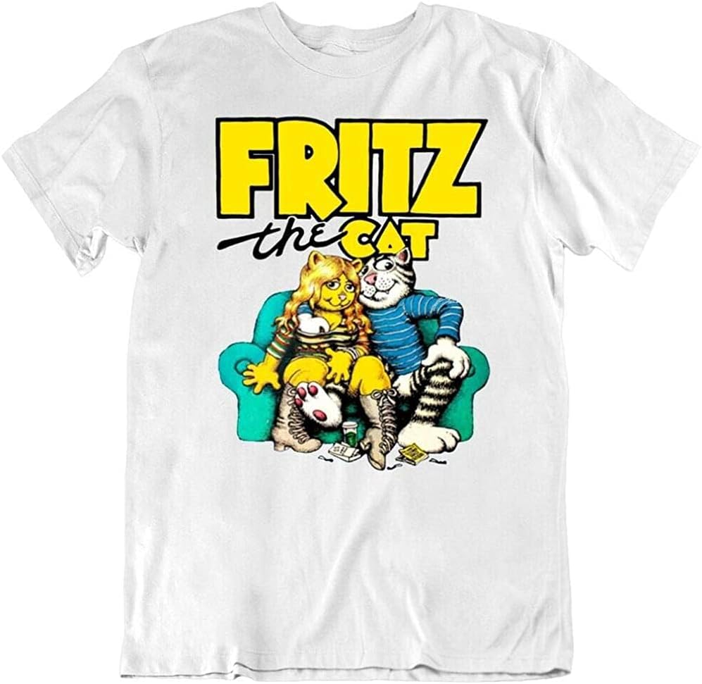 Fritz The Cat T Shirt Graphic Top Printed Shirt Short Sleeve Mens Tee L белый