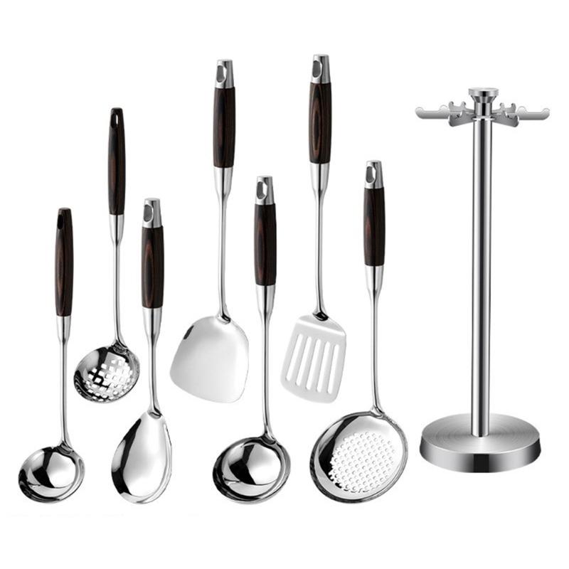 Utensili da Cucina in Acciaio Inossidabile Argentato Utensili da Cucina in Metallo con Manico Comodo Utensili da Cucina per l'Uso Quotidiano in Cucina