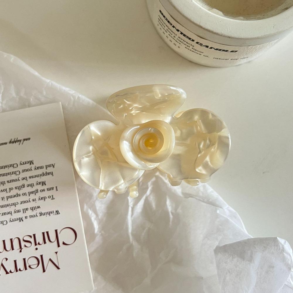 French Style Acetic Acid Hair Clip Medium Size Shark Clip Sweet Flower Hair Claw Girls