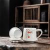 Hand-painted Ceramic Persimmon Tea Cup Set with Puerh Tea Gift