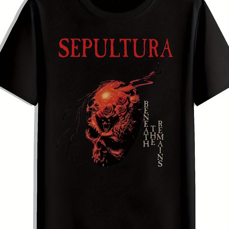 

Sepultura, Brazil, Heavy Metal Band, SEPULTURA Text Skull Print T-shirt, Summer, Trend T-shirt, Round Neck Short-sleeved T-shirt 4XL