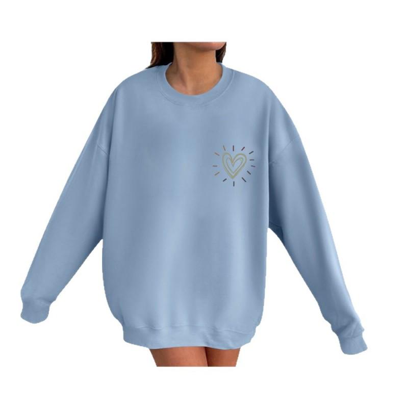 Unisex Oversized Hoodless Sweatshirt Women Men Fall Winter Casual Long Sleeve Cotton Blend Top