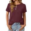 Women's Fashionable Casual Summer V-neck Button Short-sleeved Top