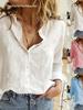 Solid Color Casual Loose Long Sleeve Linen Shirt for Spring and Autumn