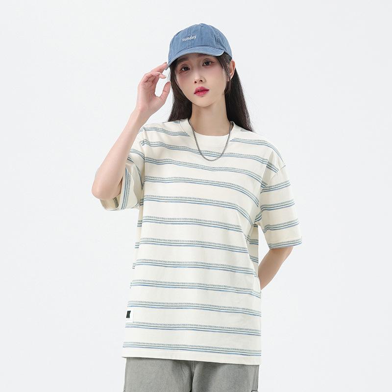 Sailor Striped Men's Loose Fit Short Sleeve Tee - Trendy Summer Couple's Top