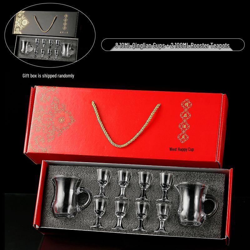 Qiu Qiao Chinese Crystal Baijiu Decanter & Double-Layer Cup Gift Set