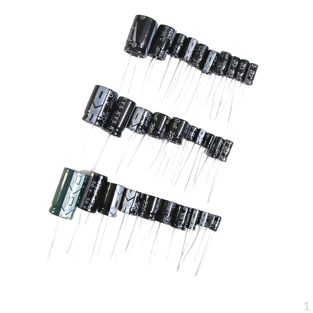 

150шт 30 Вартість (1 мкФ ~ 2200 мкФ) Асортимент електролітичних конденсаторів