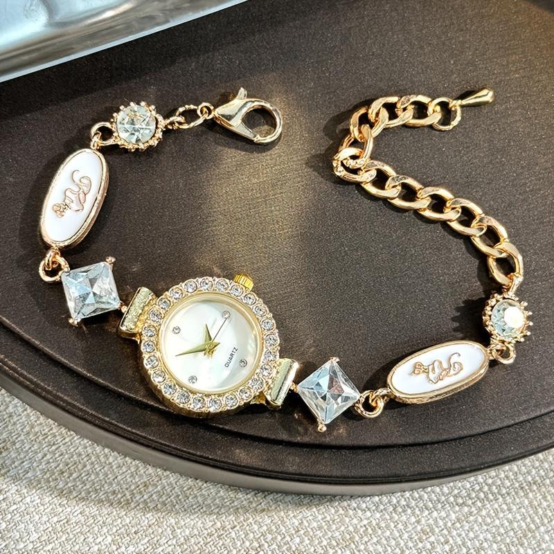 1pc Trendy Letter Chain Women's Bracelet WristchWatch Adjustable Fashion Female Elegant Quartz Watch