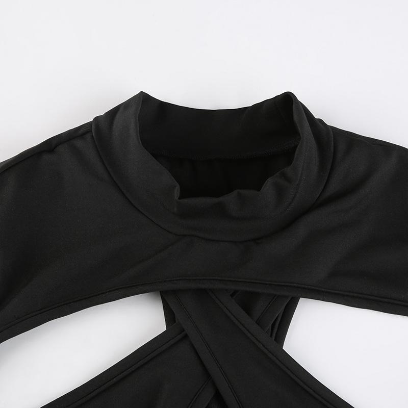 AltGoth Streetwear Sexy kombinéza Ženy Tmavě gotický Cyberpunk Hollow Out Patchwork Body s dlouhým rukávem Harajuku Emo Alt Rompers