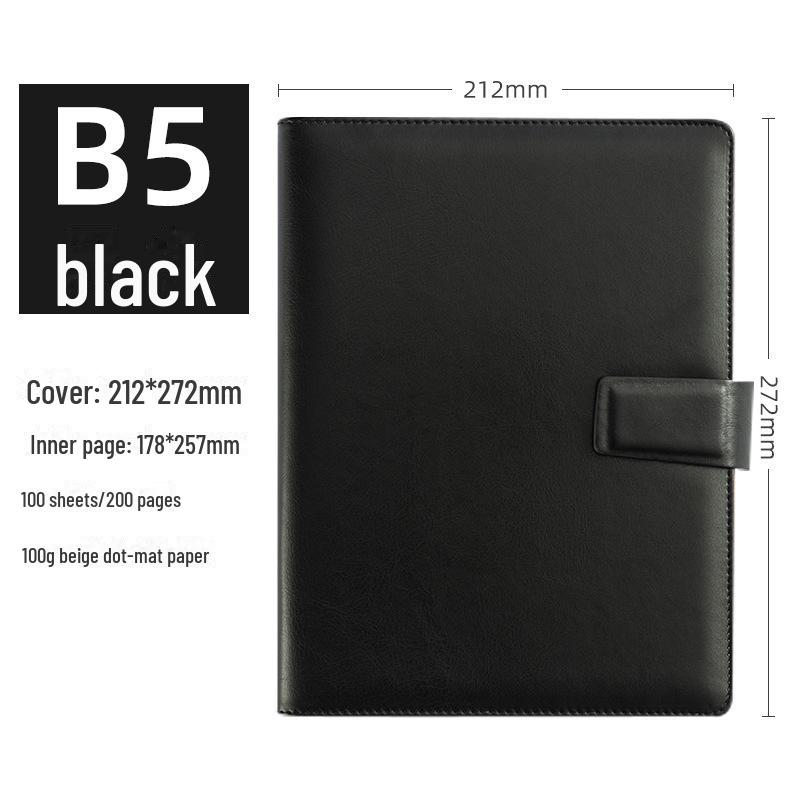 Business Leather A5 Notebook - Detachable Loose-Leaf for Office Meetings and Sales Contracts