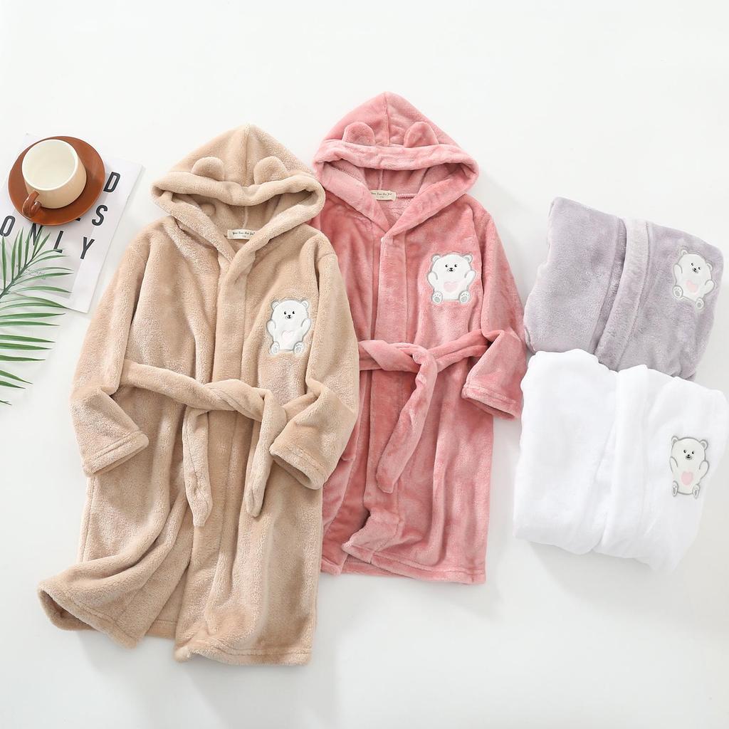Pyjama à capuche en flanelle printemps-automne 2021 pour garçons et filles - Peignoir et vêtements d'intérieur pour enfants