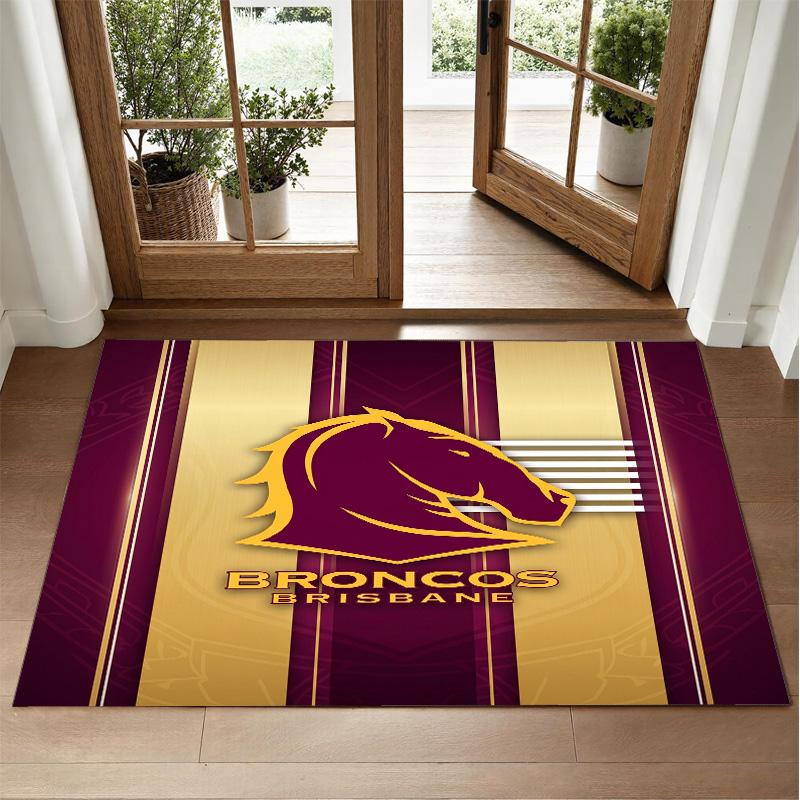 Brisbane Broncos Tasarımlı Kristal Kadife Halı Yatak Odası Girişi İçin Yumuşak Dekoratif Mat
