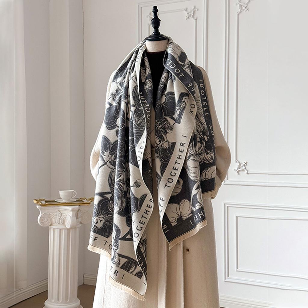 Women Pashmina Scarves Fringe Wrap Winter Warm Fashion Brands Designer Blanket Soft Shawls Imitation Cashmere Two-Sided Scarf