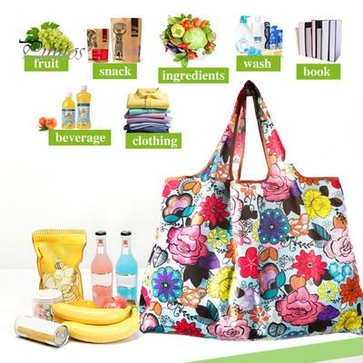 Reusable Shopping Bag with Unique Patterns Foldable Portable Large Capacity Waterproof Oxford Cloth Grocery Bag