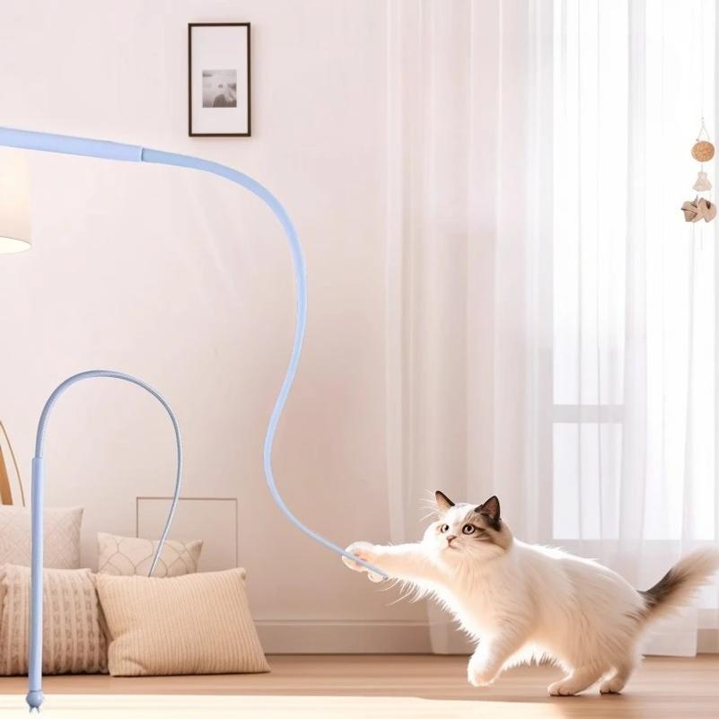 Cat Teaser Stick Toy Interactive Silicone Simulated Mouse Tail Kitten Toy Training Durable Teasing Cat Toy Supplies