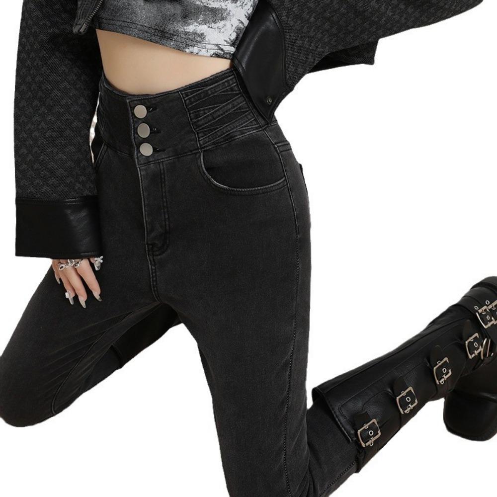 Spring and Autumn New Korean Rib Jeans Women's Pants Design Sense Niche Slim-fitting Versatile Skinny Pants