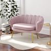 2-Seater Small Sofa in Industrial Chic Style in Velvet-Effect Fabric and Metal, 130x77x77 cm, Pink