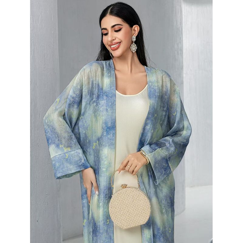 New Arrival Middle East Blooming Print Robe Suspender Skirt Two-Piece Suit Strap Skirt Printed Robe Set