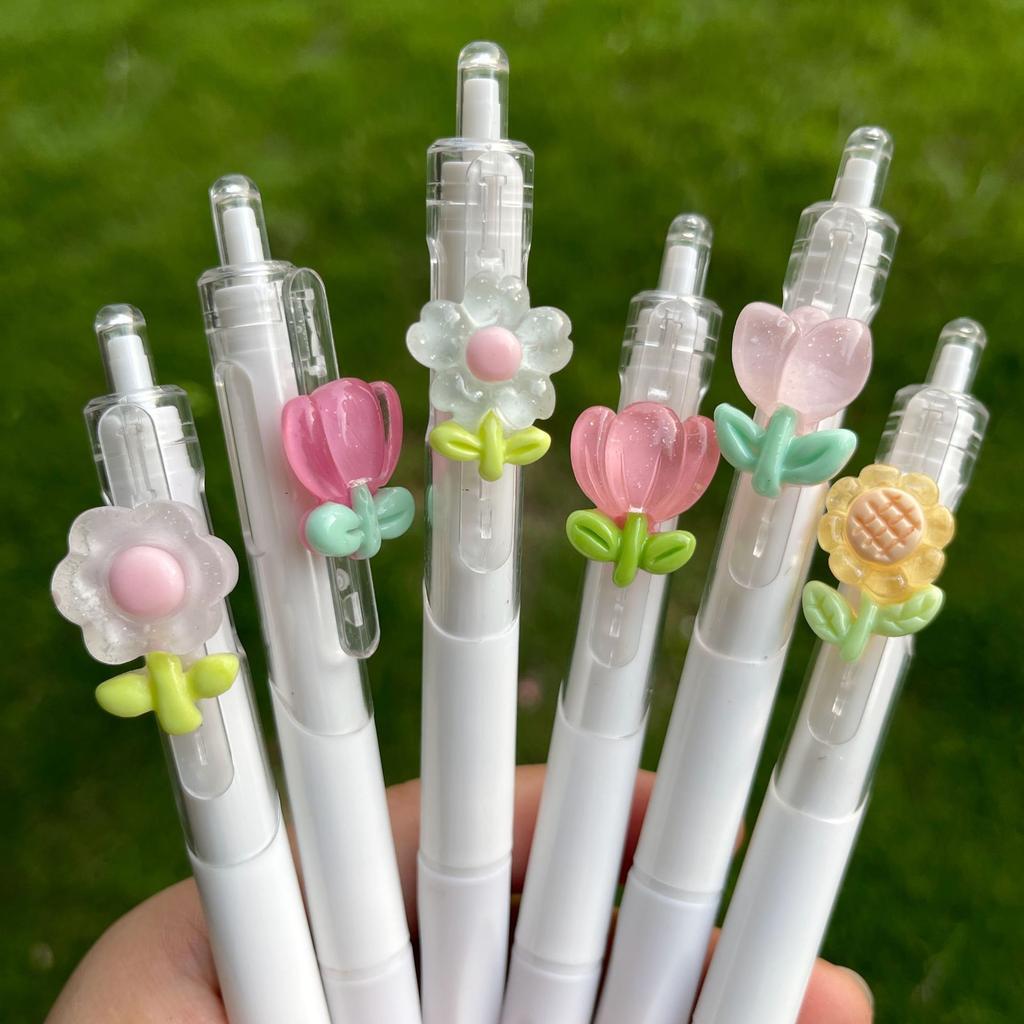 Kawaii 2 PCS Random Gel Pens Cute Flower DIY Office Stationery Supplies ST Tip Funny Pens Smoothly Writing