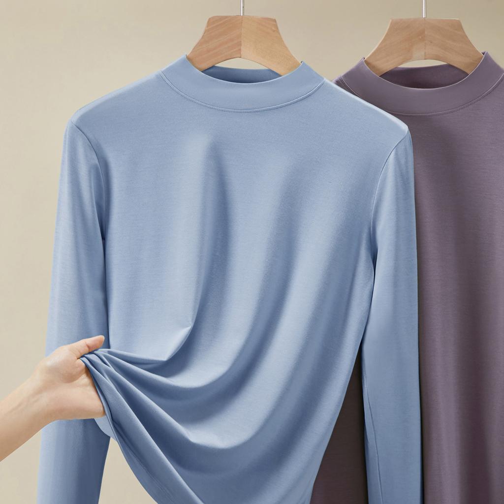 White bottoming shirt women's summer inner new versatile semi-turtleneck top