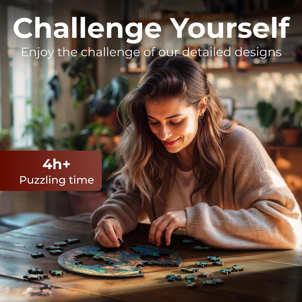 [mysitcal creatures]. CRAFTHUB Wooden Jigsaw Puzzle Dreamy Mermaid - Fun Wooden Puzzle for Adults and Kids, 158 Pieces, A3 Size, 10.9" x 10.9"