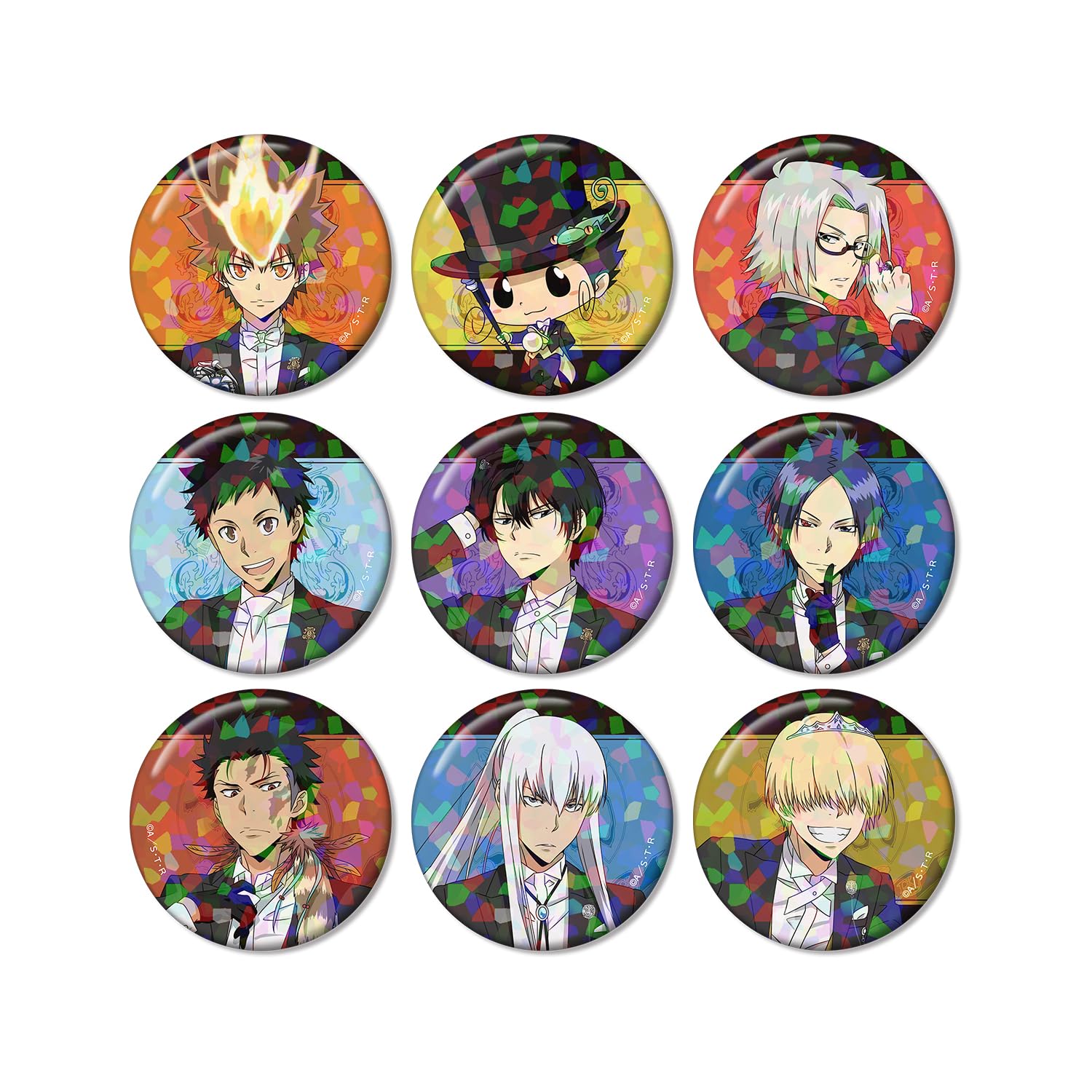 

Katekyo Hitman Original Illustration Tailcoat Trading Hologram Badges Box of 9 Reborn! Ver.