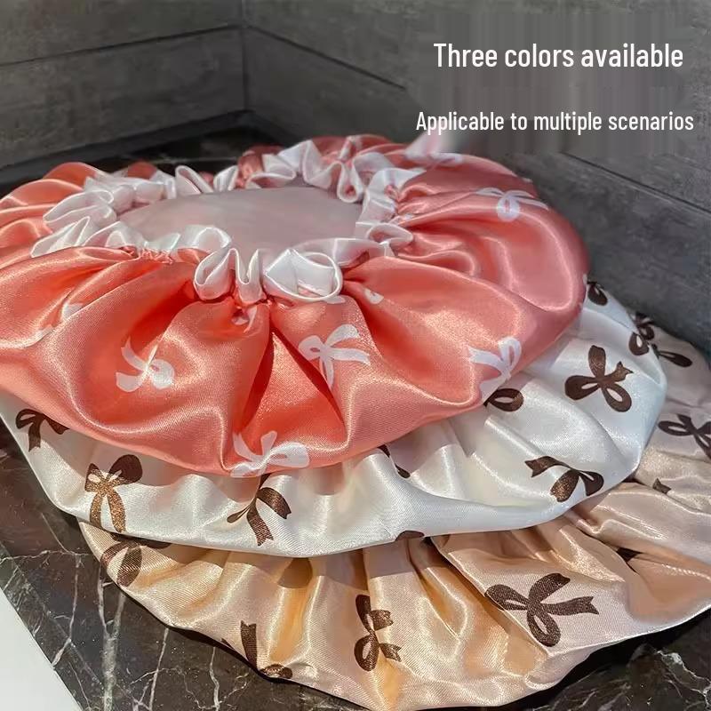 Double-Layer Waterproof Shower Cap for Women & Kids - Anti-Wet & Anti-Oil Smoke Hair Protection Mask 2025.