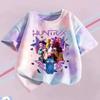 T-shirt Girls Children Tie-dye Fashion Top Girls Cartoon Print Casual Comfortable Clothing Short Sleeve T-shirt