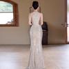 Sequined Evening Dress Dress, High-end Sense, Light Luxury, Niche and Beautiful Fishtail Dress 1011 New Host Performance Clothes