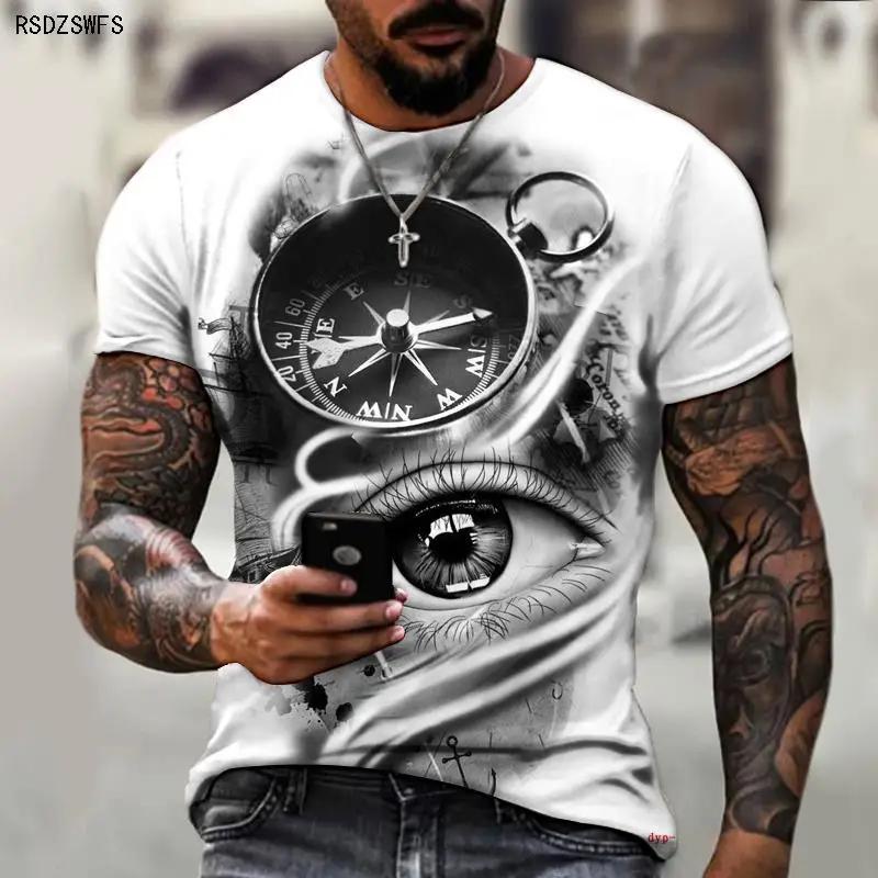 Brand Summer Retro 3d Printing Gray Pointer Men's T-shirt Cool Fashion Short Sleeve Streetwear Tee