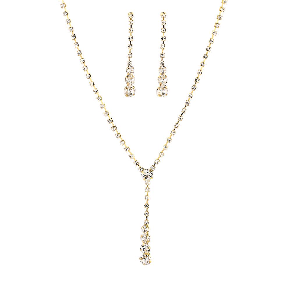 Ensemble de bijoux tendance et simple: Collier, Boucles d'oreilles à clous, Bracelet - Accessoires de mariage populaires