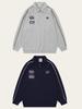 Wild Man Trendy American Letter Embroidery Waffle Knit Sweatshirt, Spring/Autumn Academy Style Half-Zip Polo