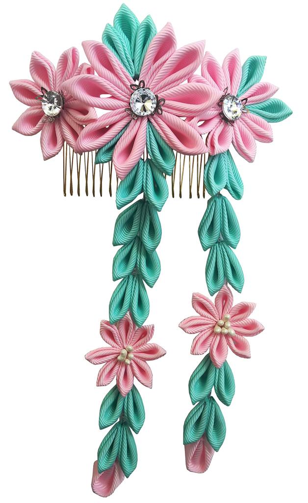 Hair Ornament Pink Knob Craft Comb Hair Clip Flower Decoration Hairpin Coming of Age Ceremony Graduation Ceremony 3 Years Old 7 Years Old Kimono