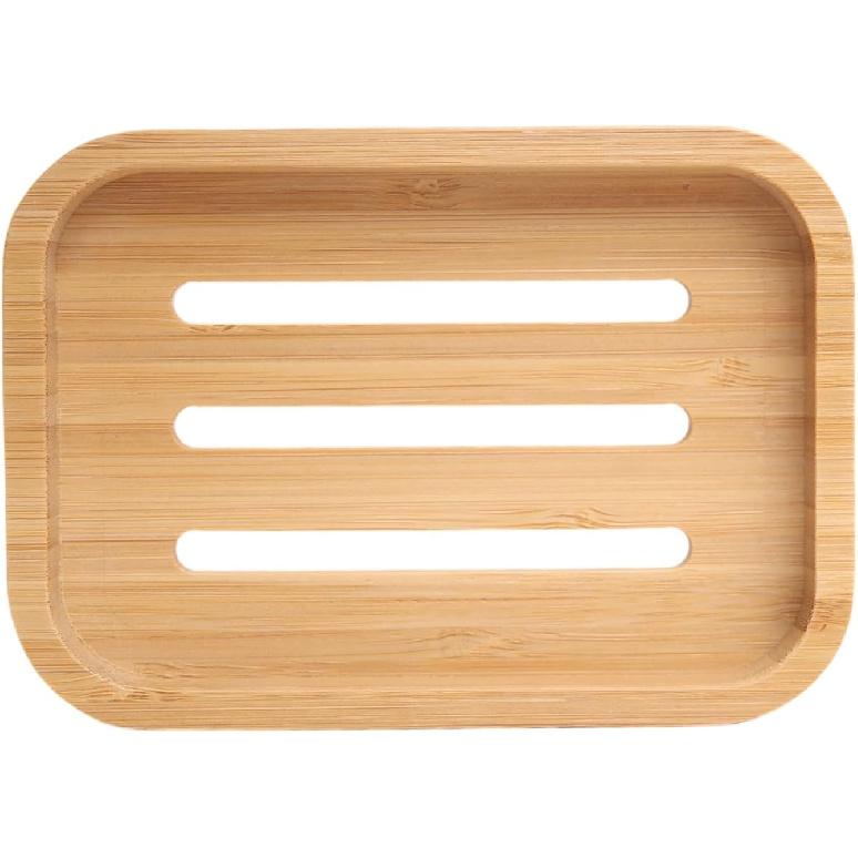 Bamboo Bar Soap Holder Wooden Soap Dish for Shower Bathroom Kitchen with Self Draining Tray