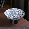 Porcelain Tall-Footed Blue & White Fruit Bowl: Tea Table Plate for Melon Seeds, Pastries, Snacks & Dried Fruits