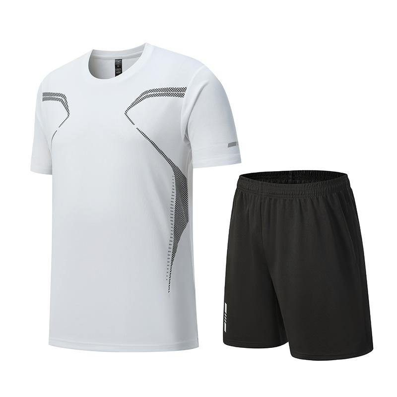 Gym Summer Quick Dry Breathable Men's T Shirt Set Outdoor Run Fitness Sports Short Sleeve Casual O-Neck Men Gym Sportswear T-Shirt Set
