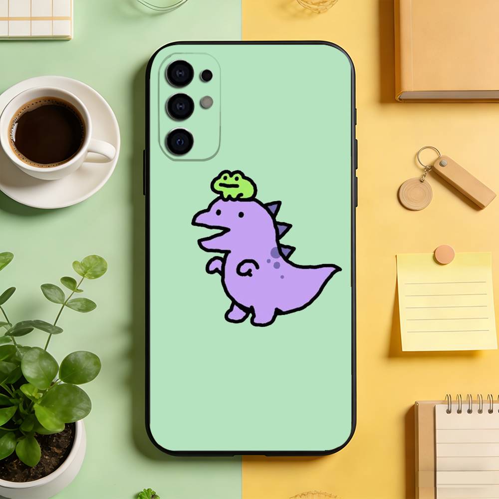 Cute Cartoon Dinosaur Aesthetic Phone Case Black Silicone Soft For Samsung S25,S24,S21,S22,S23,S30,Ultra,S20,Plus,Fe,Lite Samsung S26ULTRA
