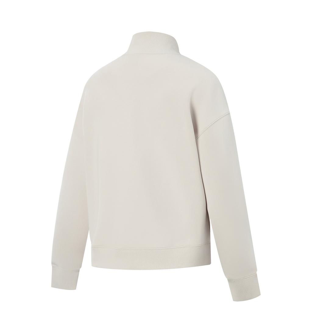 Li Ning Fitness Series Loose Stand Collar Logo Stitching Jacket Women Jacket Silver-Fish-Gray AWDVF84-6