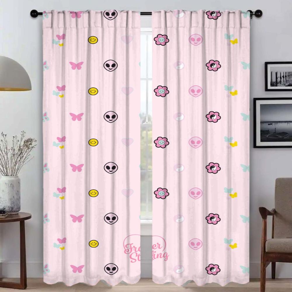 A Lot of Flowers Tulle for Bedroom Partition Curtains Child Room Window Curtain Shades Home Interior Curtains 2 Pieces Blinds