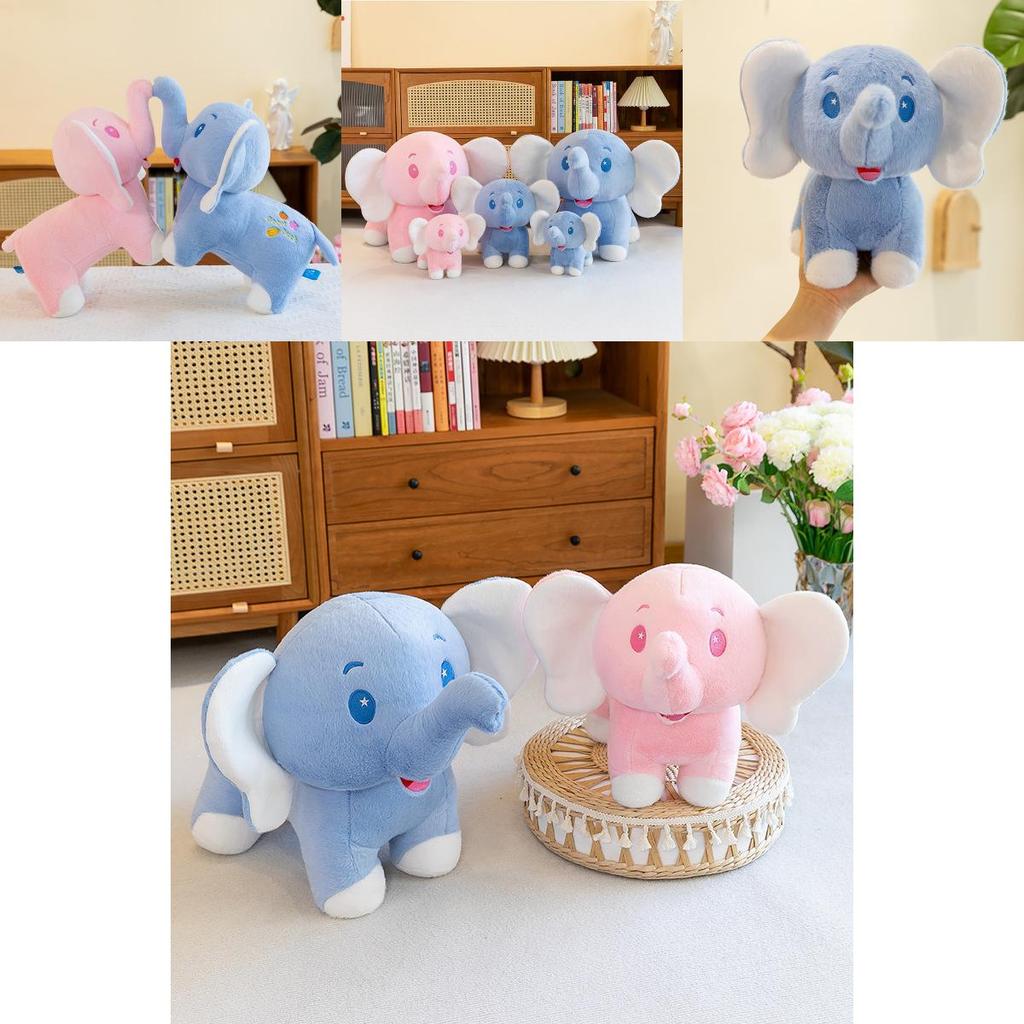 Adorable Lucky Plush Elephant Doll In Soft Blue And Pink Colors Perfect For Kids And Birthday Gifts